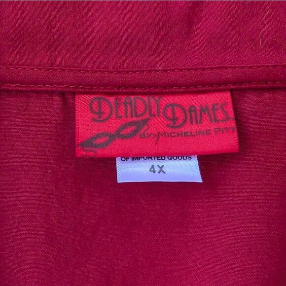 Deadly Dames Micheline Pitt Red Fit & Flare Secretary Day Dress Plus 4X Retro - Picture 6 of 6